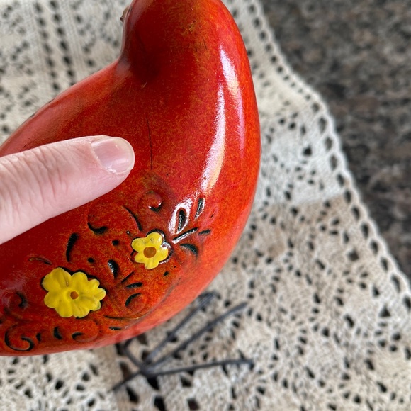 Red/orange Ceramic Bird Figurine 🌺 - Picture 3 of 4